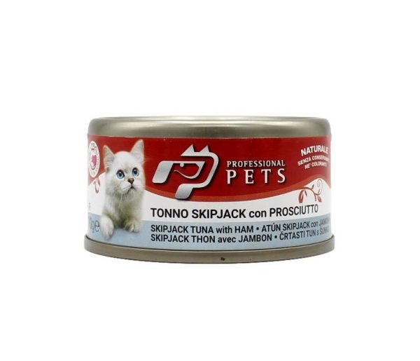 alimento naturale per gatti al tonno skipjack con prosciutto