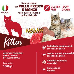 Crocchette Superpremium per gattini con Pollo e Manzo senza glutine