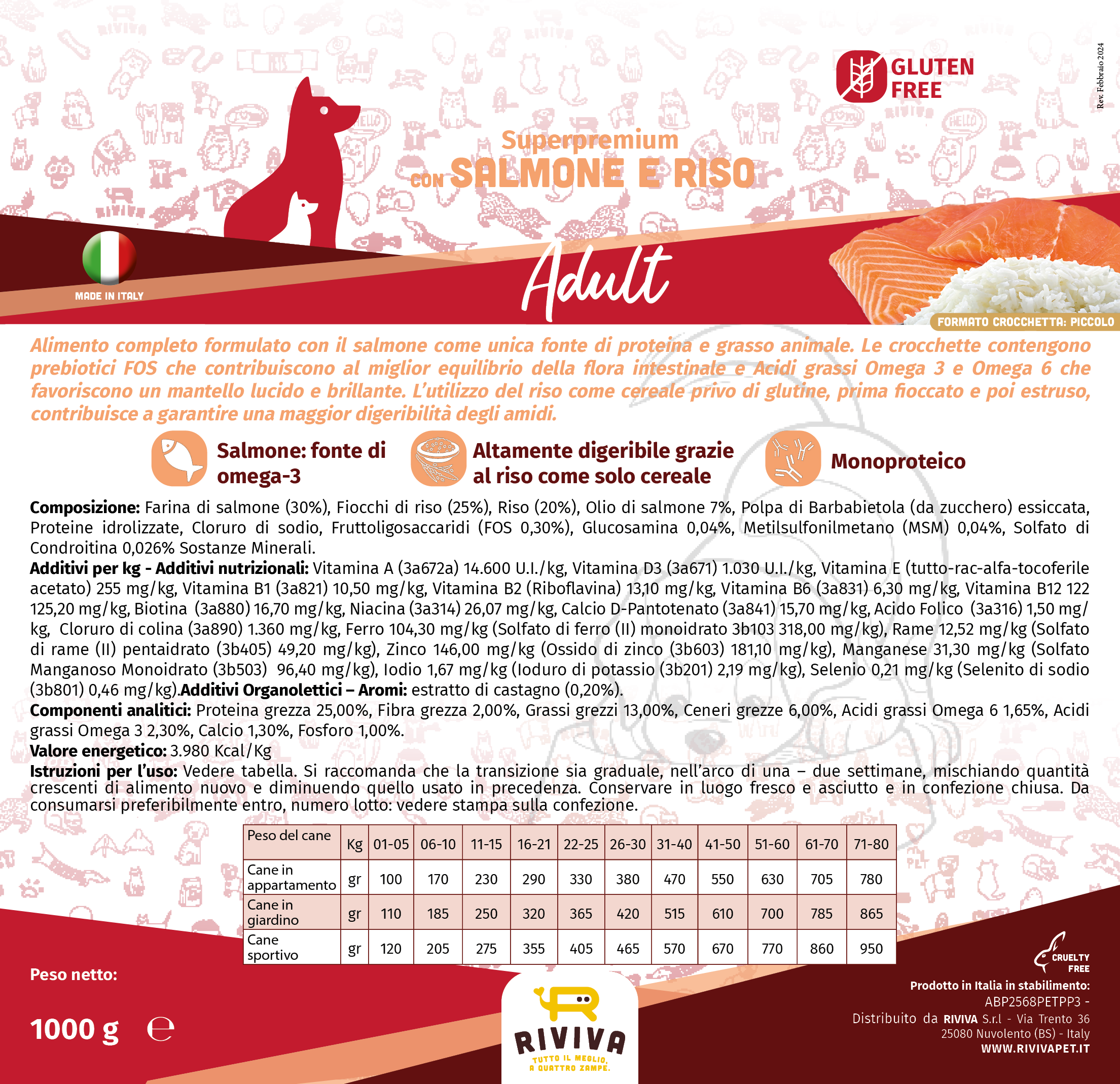 Crocchette Superpremium con Salmone fresco e riso monoproteiche per cani di piccola taglia senza glutineCrocchette Superpremium con Salmone fresco e riso monoproteiche per cani di piccola taglia senza glutine