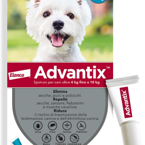 Antiparassitario Advantix Spot-on per cani oltre 4 fino a 10 kg conf.da 4 pipette da 1,00 ml