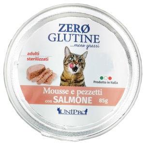 Unipro Zero glutine Mosse e pezzetti con Salmone Cat Adult 85g