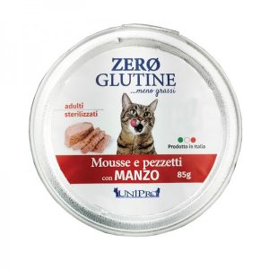 Unipro Mousse e pezzetti Zero glutine con Manzo Cat Adult 85g