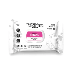 Salviette PetShine detergenti con Keratina - cani-gatti-cuccioli. 100% Biodegradabili