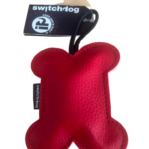 Portasacchetti per escrementi cane forma Osso similpelle rosso Switchdog